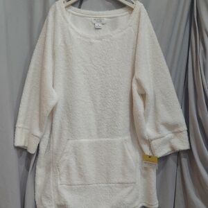 LIZ CLAIBORNE Cozy White Fleece Pullover Size 1X